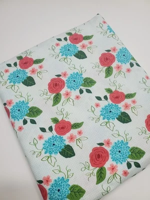Lella Boutique Fabric Gooseberry Aqua Floral Moda Cotton Quilt Sew ONE YARD  - Image 1 of 2