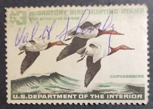 US RW32 $3.00 Canvasback Goose Hunting Stamp, 1965, Used, Gum, NH, Free Shipping - Picture 1 of 2