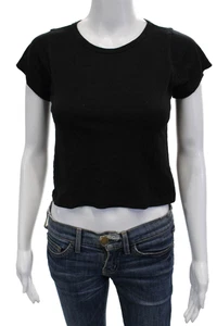 Eterne Womens Basic Cropped Black Short Sleeve T-Shirt Petite Size S - Picture 1 of 6