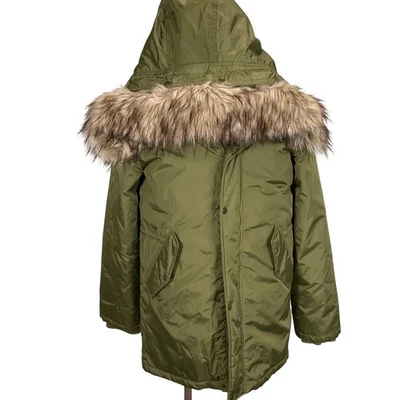 J. Abrigo de invierno Crew Parka para mujer 16 verde oliva imitación piel forrado con capucha softshell Foto 1 de 4