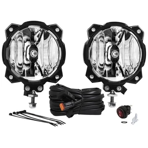 KC HiLiTES 91303 2 White LED Round 6" Off Road Lights Pair Kit Driving Aluminum - Picture 1 of 8