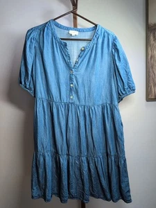Vestido Wonderly Boho Talla Mediana Manga Corta 100% Azul Lyocell Calado - Imagen 1 de 8