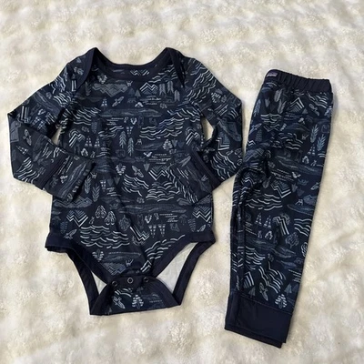Body Patagonia nuovo senza etichette 12-18 mesi bambino Capilene strato base blu foresta - Immagine 1 di 4