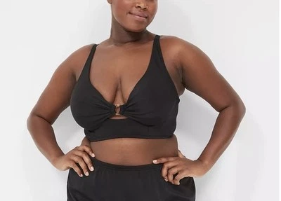 Top de bikini Lane Bryant Cacique con aros Longline junta tórica talla negro 42DD Foto 1 de 4
