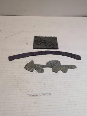 3  Antique Printing Press Plates  Lead & Brass Vintage Clothing Advertisement  - Image 1 of 4