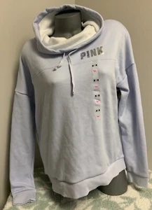 Victorias Secret PINK Cozy Fleece-Lined High-Neck Pullover Lavender Logo Large - Picture 1 of 3
