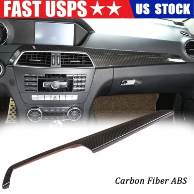 Cubierta de tablero de consola central de fibra de carbono para Mercedes Benz Clase C W204 10-13 Foto 1 de 4