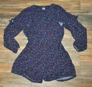 NEXT Girls Playsuit Shorts 9 Years Viscose Navy Blue Floral - Picture 1 of 4
