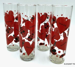 Indiana Glas Lovebug Glaswaren Zylinder 4er Set Valentinstag Vase 31136 Marienkäfer - Bild 1 von 12
