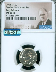 2023 D ROOSEVELT DIME NGC MS69 SPOTLESS & MAC FINEST REGISTRY RARE * - Picture 1 of 2