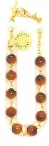 Pulsera con cuentas chapada en oro de 18 quilates hecha en Italia - Imagen 1 de 2