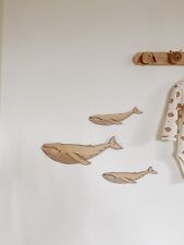 Boho Nursery Wooden Wall Decor Whales Kids Room Animal Plaque 1st Birthday Gift