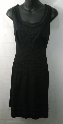 Abito Tory Burch donna 6 nero misto cotone linea bordo grezzo abito arricciature