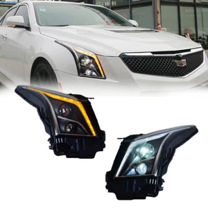 LED Headlights for Cadillac ATS 2013-2019 Blue Animation Sequential Front Lamps - Picture 1 of 6