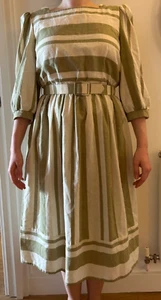 Lovely vintage Richard Shops belted striped summer dress with puff sleeves - Picture 1 of 6