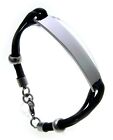 Bracelet Stainless Steel Incl. Engraving Leather Black 20,5 To 22 CM with