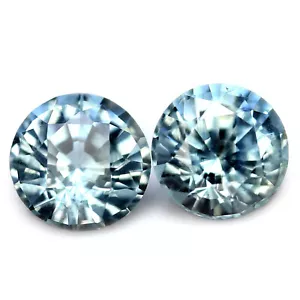 Certified 0.68ct Natural Teal Sapphire VS 4mm Round Madagascar Matching Pair - Picture 1 of 2