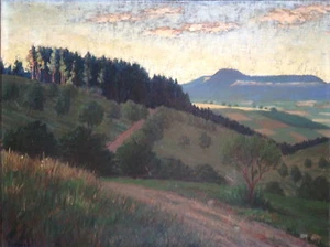 ::PAUL HUBER *1871 STUTTGART °ABENDLANDSCHAFT JUGENDSTIL ART DECO SIGNIERT ANTIK - Bild 1 von 5