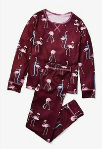 Justice Girls Size 7 Winter Pink Flamingo 2-Piece Pajamas Sleepwear Set NEW - Picture 1 of 1