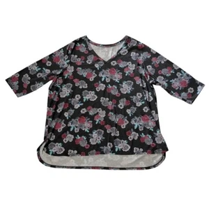 Top para mujer Lane Bryant, talla 26/28, gris, cuello en V floral - Imagen 1 de 5