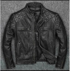 Men's Vintage Distressed Black Men Genuine Biker's Cow Hide Leather Jacket - Picture 1 of 4