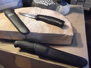 8 7/8"  MORAKNIV S.S FIXED BLADE KNIFE (BLACK) MADE IN SWEEDEN  MILITARY SPEC'S  - Picture 1 of 12