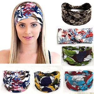 Cinta para el cabello de mujer diadema ancha Twist calentador de orejas elástico bandana nudos - Imagen 1 de 25