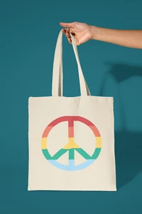 Borsa Peace Pace War LGBT Gay Pride Queer Divertente Social Love Amore Rainbow - Foto 1 di 5