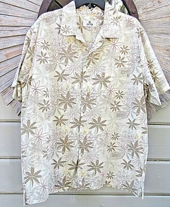 Camisa de campamento Solitude para hombre L marfil 100 % algodón MCM retro estampado floral SS - Imagen 1 de 9