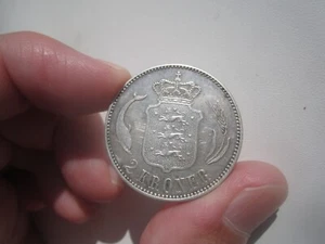 Dinamarca 1916 2 coronas plata rasguño - Imagen 1 de 3