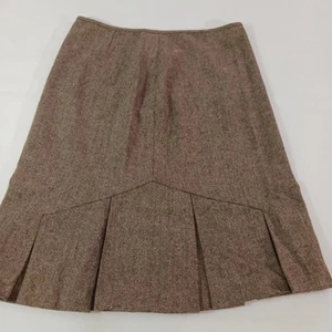 George Design by Mark Eisen Women's 8 Dark Brown Wool Blend Buttom Pleated Skirt - Picture 1 of 13