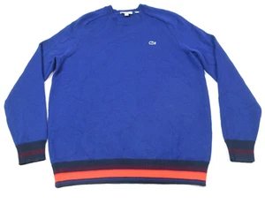 Lacoste Merino Wool Sweater Mens Large Blue Long Sleeve Crew Neck Athletic Fit - Picture 1 of 12
