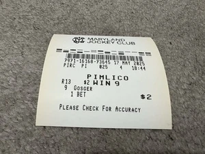 GOSGER #9 2025 150TH PREAKNESS STAKES HORSE RACING $2 WIN TICKET - Picture 1 of 2