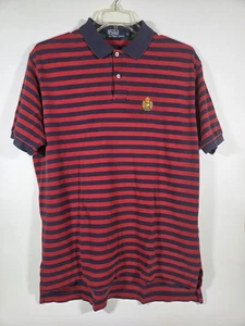 Vintage Polo Ralph Lauren Cookie Crest Logo Striped Red Blue Polo Shirt XL - Picture 1 of 4