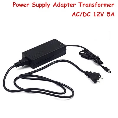 12V 5A 5 AMP 60W DC Power Supply Adapter Transformer LED Strip CCTV PC 5050  USA Foto 1 de 4