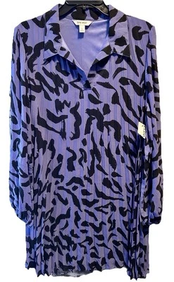 New Nine West Women's Georgette Collar Pleated Dress Sz L NWT - Image 1 of 3