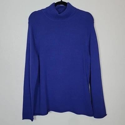 Suéter De Colección Jean Pierre Mujer Grueso Tejido Cuello Alto Talla XL Azul Dobladillo Enrollado Foto 1 de 4
