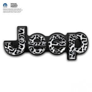 Jeep Emblem Overlay Decals - Grayscale Leopard Print - Picture 1 of 10