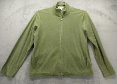 Sudadera para mujer Dress Barn grande con patrón de diamantes verdes cremallera completa mezcla de algodón Foto 1 de 4