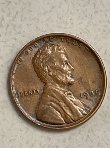 Rare Lincoln 1935 Wheat Penny, No Mint Mark L on Rim error coin Cover