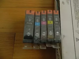 Genuine Set 5 Canon PGI-5BK CLI-8 CYMK INK TANKS PIXMA MP810 iP3300 iP4200 NEW - Picture 1 of 1
