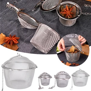 Stainless Steel Mesh Ball Tea Leaf Strainer Filter Seasoning Diffuser Reusable - Picture 1 of 16