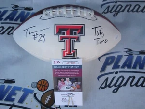 Tahj Brooks signed Texas Tech TTU Red Raiders logo football w/ Tahj Time JSA COA - Picture 1 of 2