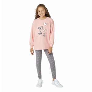 BCBG Girls 2 Piece Sweater and Legging Set Medium 10/12 - Pink Butterflies - Picture 1 of 2