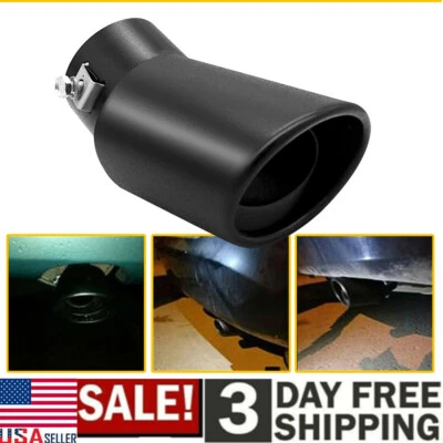 Black Stainless Steel Car Rear Exhaust Pipe Tip Muffler Cover Tail Throat 62mm - Image 1 of 4