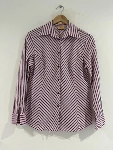RM Williams Semi Fitted Shirt Shirt Button-Up Long Sleeve Stripe Pink Size 10 - Picture 1 of 11