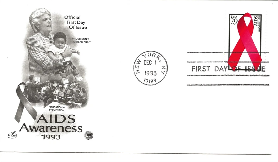 US Scott #2806, First Day Cover 12/1/93 New York Single AIDS - Image 1 of 1