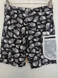 The North Face Board Shorts Boy's Medium Black/White Logo New With Tags - Picture 1 of 8