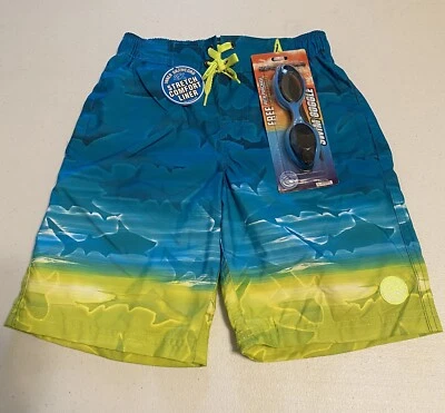 Bañador ZeroXposur para niños boardshorts traje de baño talla S (8) TEAL Sharks nuevo con etiquetas  Foto 1 de 4