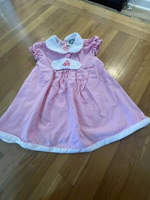 Cecil And Lou Girl's Pink Seersucker Easter Bunny Dress Embroidered Size 2T - Image 1 of 4